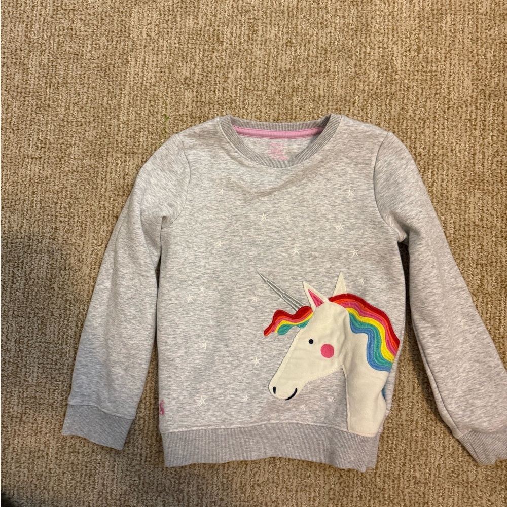 Joules Gray Sweatshirt with Rainbow Unicorn